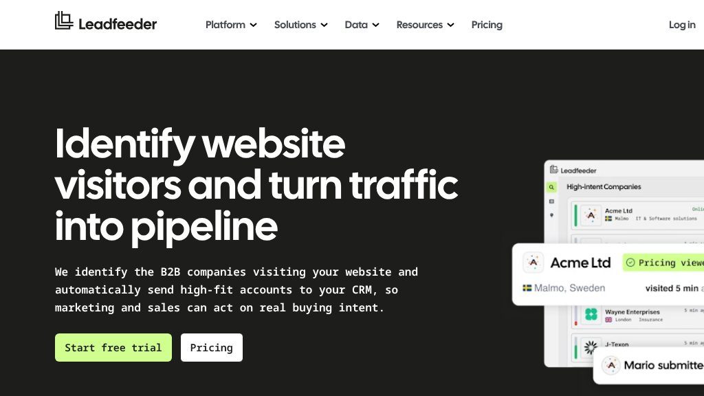 Screenshot of Leadfeeder: Identify and Convert Website Visitors Into Leads