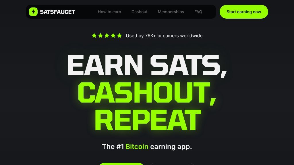 Screenshot of Earn Bitcoin Easily with SatsFaucet: Free Sats, Quests, and Lightning Fast Payouts