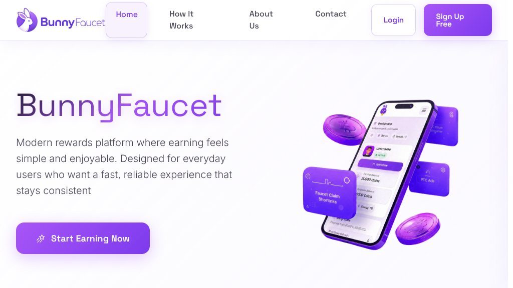 Screenshot of BunnyFaucet: Easy Cryptocurrency Earning Through Faucet Services