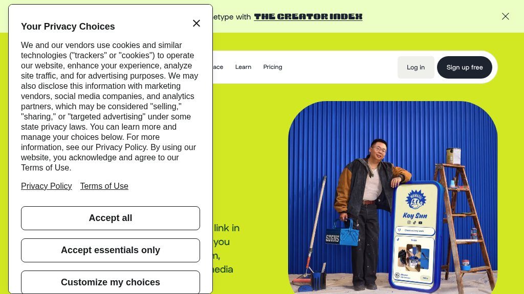 Screenshot of Linktree: Simplify Your Online Presence with One Powerful Link