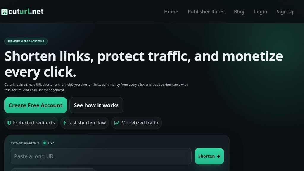 Screenshot of Shirnkme.io Review: Monetize and Manage Your Links with Ease