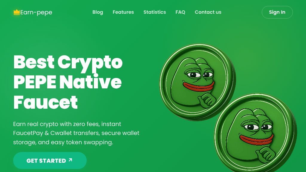 Screenshot of EarnPepe Review: Free PEPE Faucet and Crypto Earning Platform